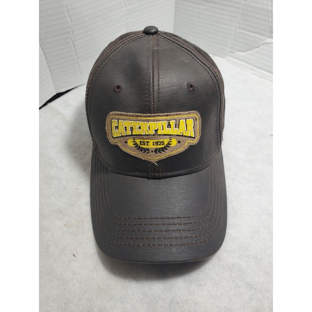 CATERPILLAR CAT Hat USA Adjustable Trucker‎ Faux Leather.
